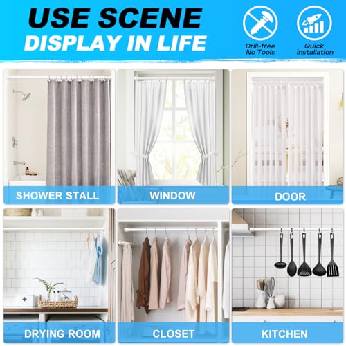 SISELBA White Shower Curtain Rod 28-48In,Small Adjustable Tension Rod,1PCS by SISELBA - Used condition - Image 2