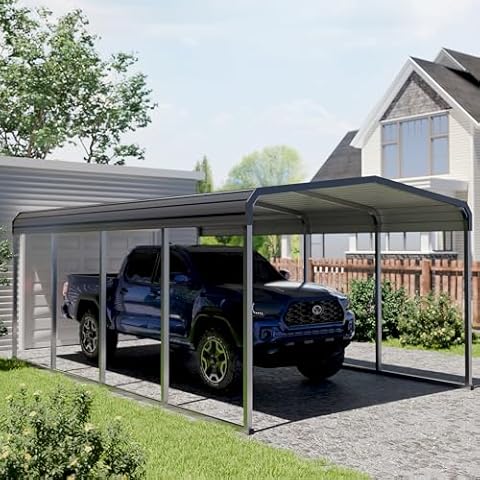 REPICK Heavy Duty Metal Carport with Galvanized Steel Roof and Metal Carport Kits, Outdoor Carport Canopy Enhanced Base, Multi-Purpose Extra Large Car Shelter for Car, SUV, Truck and Boats (12x20 FT) Cover