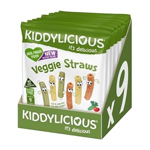 Kiddylicious Veggie Straws – Delicious Snacks for Kids – Suitable for 9+ Months – 9 Packs