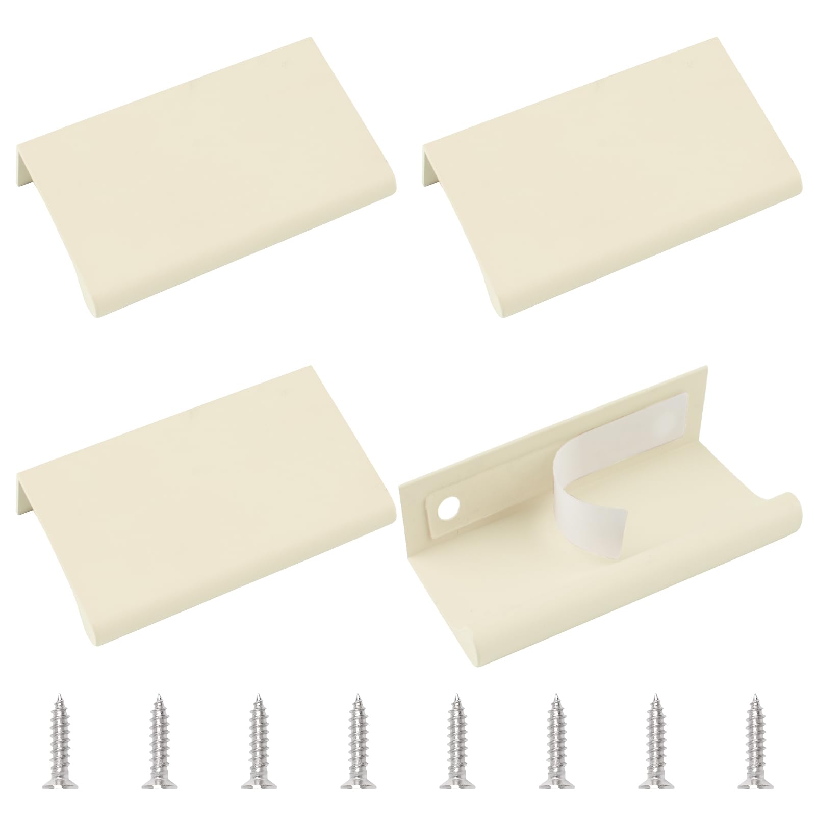 MOROBOR Mini Finger Edge Pull, 4 pcs Self Adhesive Pulls Modern Style Drawer Handle Right Angle Aluminum Alloy Invisible Handles for Cabinet Hardware Drawer,70mm/Beige — image 1