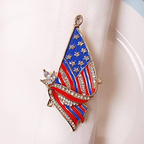 Image of Patriotic USA Flag Medal Brooch for Women Men Fashion Crystal Lapel Pin Badge Rhinestone for Election Day American 4th of July Independence Waving US Dress Suit Clothing Accessories Souvenir