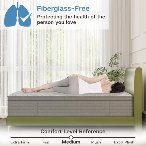 Image of 14 Inch King Mattress - Medium Plush Feel Hybrid Mattress | Cooling Mattress in a Box Euro Top with Certified Foam for Hot Sleeper, Low Motion Transfer for Any Sleep Position