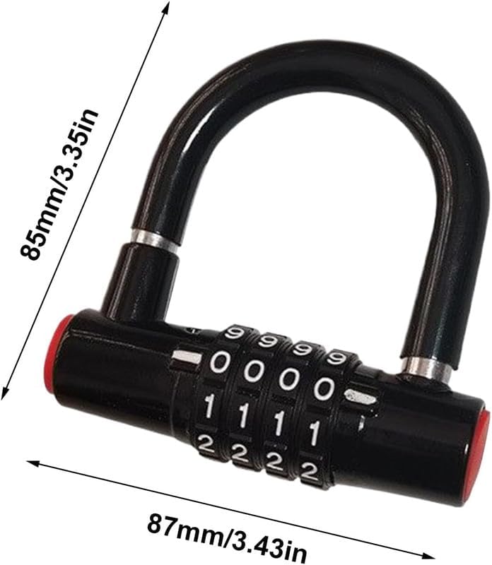 HRWIN Hardened Steel Bike 4-Digit Anti-Theft Lock for Mountain Bikes – Weatherproof Security U-Lock with Protective Coating – Includes Mounting Hardware (1 Pcs) 1