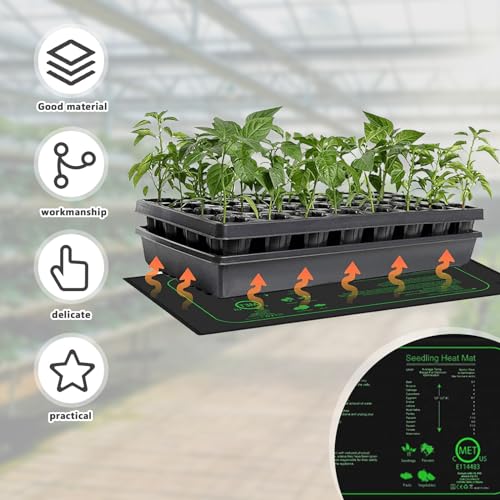 Leikurvo Heizmatte Pflanzen, Wärmematte für Sämling Germination und Haustier, 21W Heizmatte mit Thermostat, Reptil Dragon Temperatur Schnelle Erwärmung, Sicher und Langlebig 25 * 52,5cm