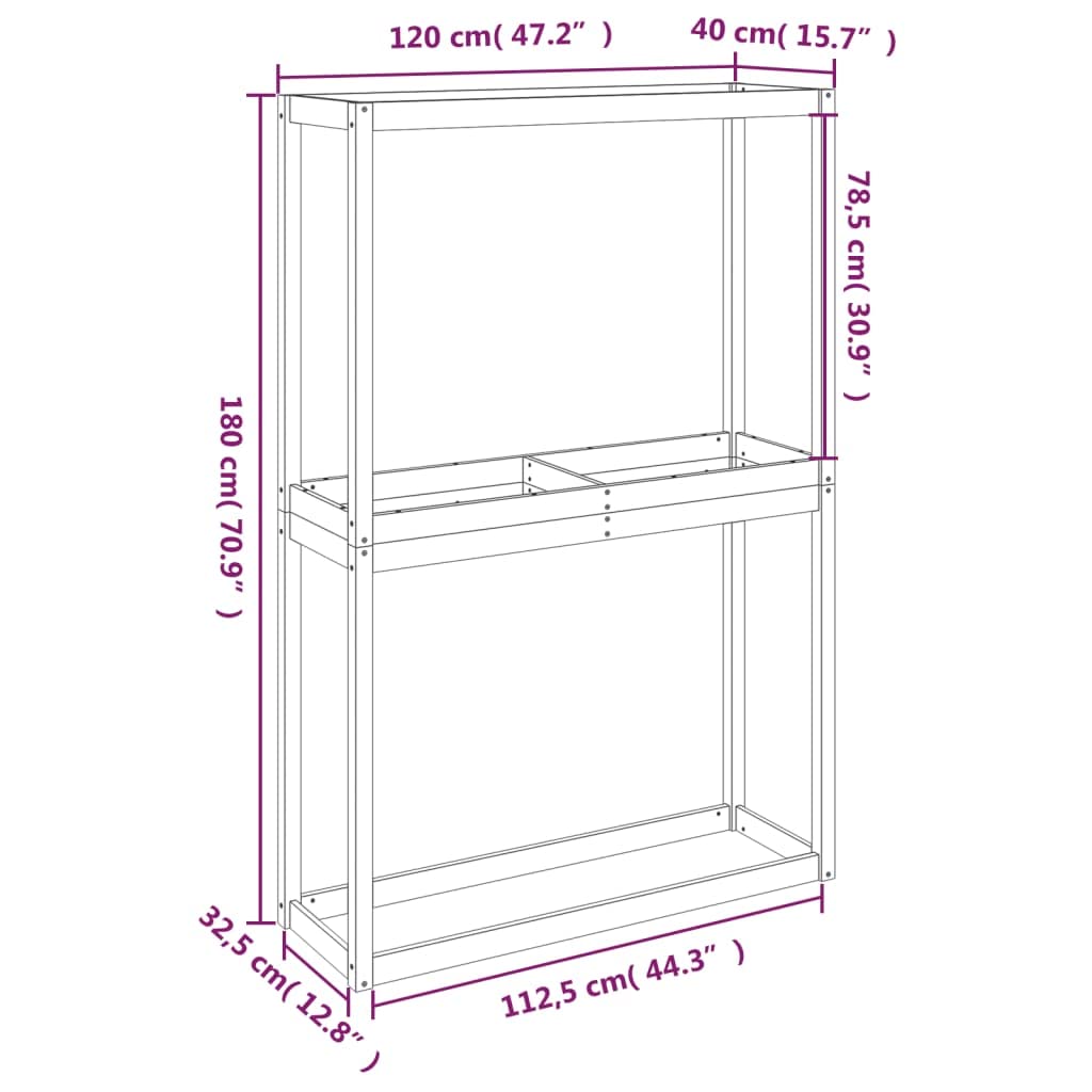 Porte-pneus 120x40x180 cm Bois de pin Massif,Entreprise & Industrie,Stockage Industriel,Étagères industrielles,13.54 kg-825003