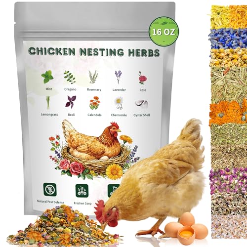BGraceyy Chicken Nesting Herbs 16 oz 11 Natural Dried Herb Blend with Marigold for Chicken Coop & Roost Refresh Nesting Box & Dust Bath Supports Natural Nesting Behavior