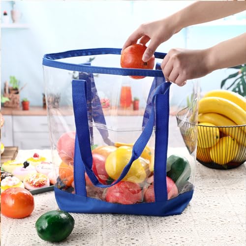 Image of Silkfly Clear Tote Bags Bulk, PVC Shoulder Handbag, Security Approved See Through Bag with Zipper Closure for Work