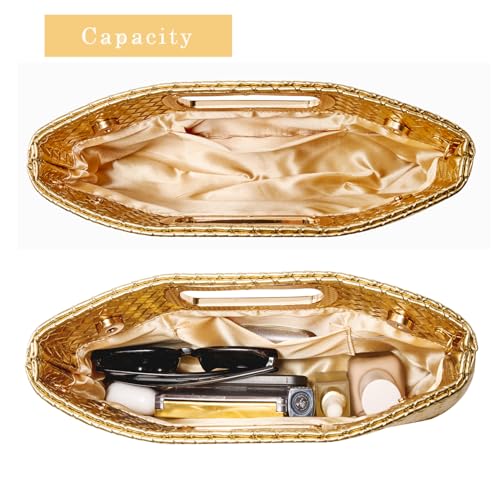Image of Women's Woven Evening Bag Casual Leather Shoulder Handbag Fashion Clutch Purse