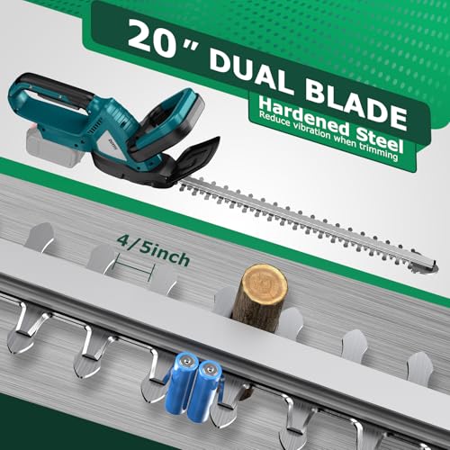 ZUYIYI Cordless Hedge Trimmer for Makita 18V Battery, Electric Bush Trimmer 20 Inches Dual-Action, 4/5" Cutting Capacity Handheld Shrub Pruning Trimmer for Garden, Grass, Lawn(NO Battery)