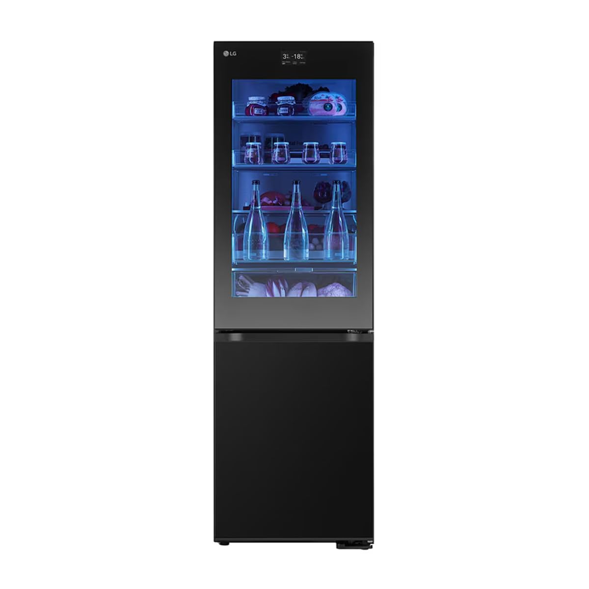 LG GBG7190CEV, Klasse C, 349 L, Kühl-Gefrierkombination mit Instaview und LED, Touch LCD Display, einstellbarem Farbwechsel, Total NoFrost, DoorCooling+, 59.5 x 67.6 x 186cm ꟷ Essence Black Steel