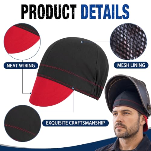 Image of Hercicy 4 Pcs Welding Caps Flame Resistant Cotton Universal Fit,Original