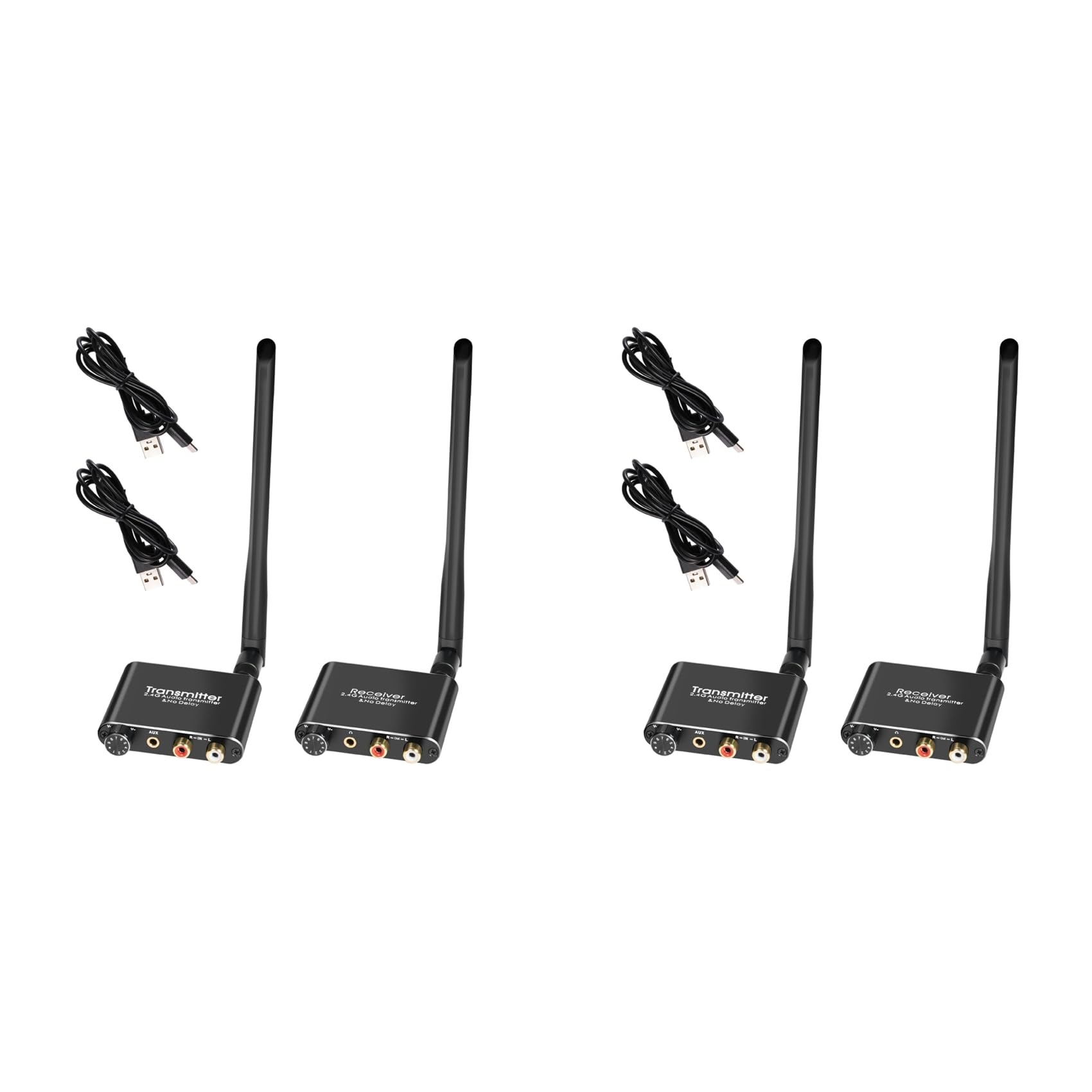 2X Adaptador de Audio Inalámbrico 2.4G Extensor de Audio Transmisor y Receptor de Audio Inalámbrico 50M Extensor de Audio LAN Divisor RX/TX