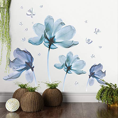 Vinilo Decorativo Floral 3D Removible Azul Claro 12x18" miniatura 5