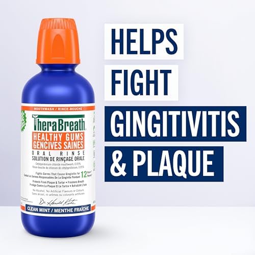 Therabreath Healthy Gums oral Rinse - Clean Mint | Zinc & Tea Tree Oil To Neutralize Bacteria & Restore Gum tissue | Certified Vegan, Gluten Free & Kosher, 16 ounces