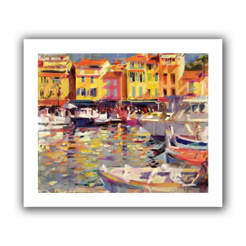 ArtWall 'Honfleur Harbour, 2011' Gallery-Wrapped Canvas Artwork by Peter Graham, 14 by 14-Inch