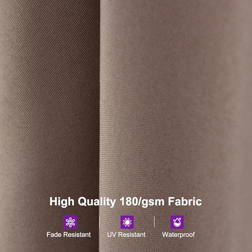 Image of PURPLE LEAF Patio Umbrella 13ft with Base and Solar Lights Outdoor, Taupe