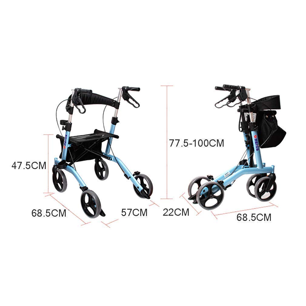 Cesta para Caminante para Personas Mayores, Andador con Sistema de Freno Doble, ayudas para Caminar con 4 Ruedas, Cesta Plegable para Caminante para Personas Mayores con Altura aju