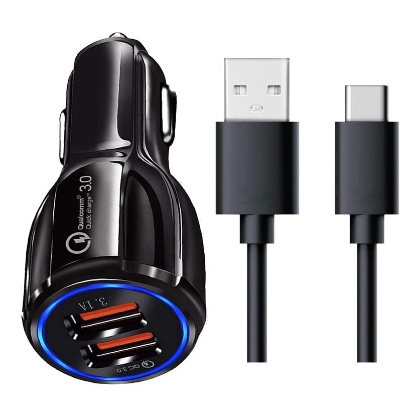 30W Car Charger for Hyundai i20 Sportz Original QC Adapter Type C 3.0A High Speed Fast Turbo Charge QC 3.0 Smart DualPort with 1m Type-C Charging &...