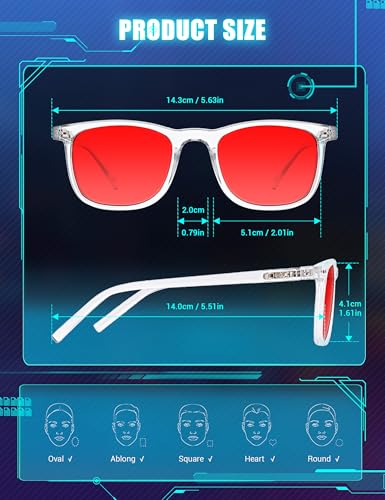TIJN Sleep Glasses for 99.9% Blue Green Light Blocking Dual AR Coatings Red Lens for Computer Gaming Reduce Eyestrain,Declan