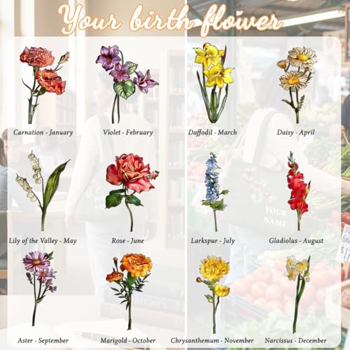 Custom Birth Flower Tote Bag personalizada con cierre miniatura 5