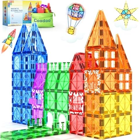 Coodoo 60 PCS Magnetic Building Tiles Cover