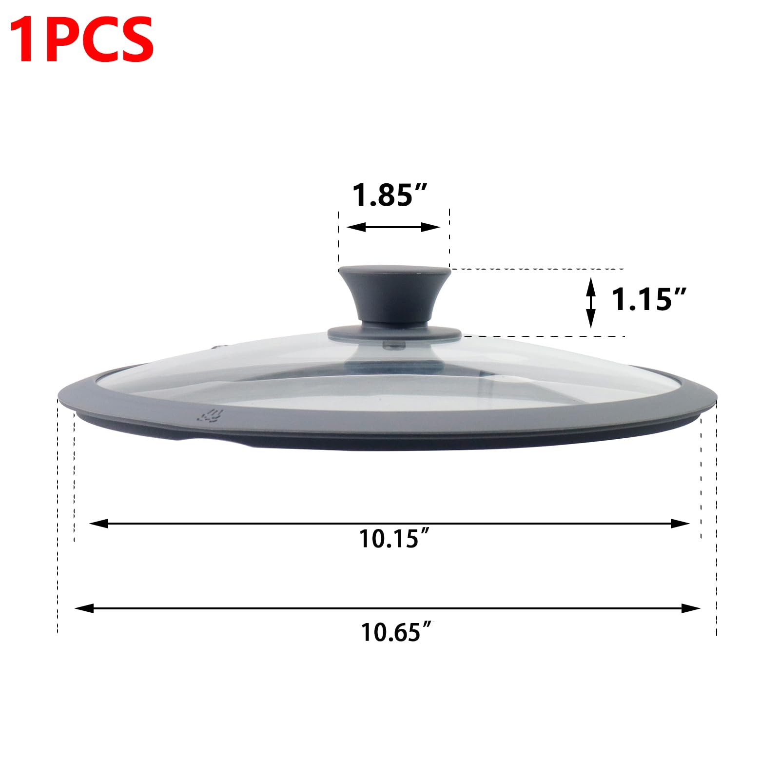 Antrader Tapa redonda de vidrio templado, tapa universal de 10.5 pulgadas con borde de silicona resistente al calor para ollas, sartenes y sartenes, 1 unidad