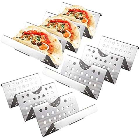 Viwehots Taco Holders Set of 3 - Stainless Steel Taco Stand Rack Tray Style, Taco Rack Holds Up to 3, Oven Taco Holders Safe for Baking, Dishwasher and Grill Safe Cover