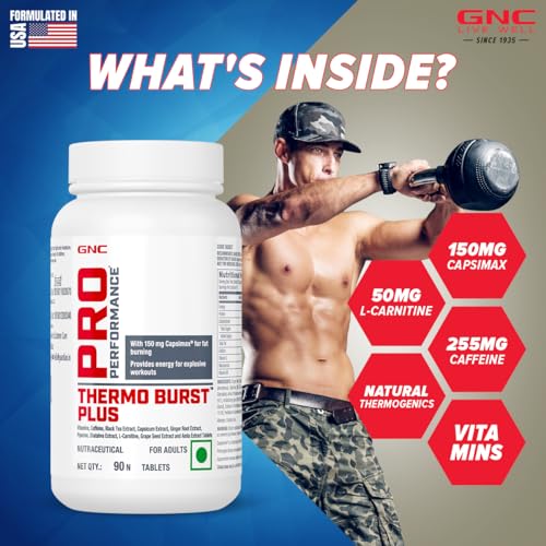 Image of GNC Pro Performance Thermo Burst Plus With Capsimax | 90 Tablets | Burns Stored Fats | Boosts Energy & Focus | Increases Metabolism | Prevents Unhealthy Cravings | Promotes Healthy Waist-To-Hip Ratio