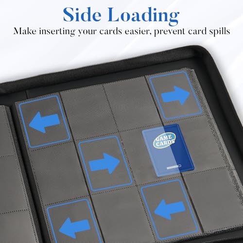Image of Premium Zip Card Binder 12 Pocket, Fabmaker 912 Pockets Trading Card Binder, PU Zipper Card Collection Album, Sturdy Side-Loading Card Book Holder for Game & Sports Cards, Navy Blue