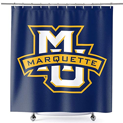 College Flags & Banners Co. Marquette Golden Eagles Shower Curtain with Rod Hooks Soft Micro Fiber Polyester