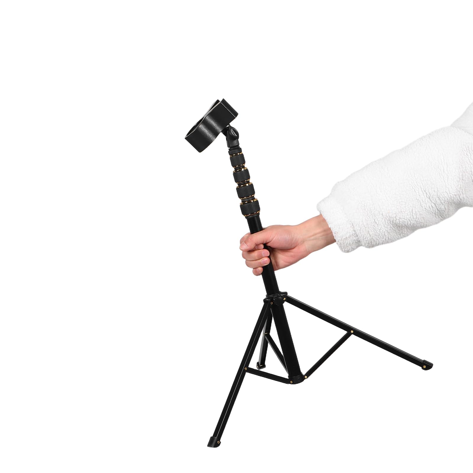 HEMOTON Soporte Vertical para Secador de Pelo Ajustable y Plegable | Aleación de Aluminio, Abrazadera Giratoria Antideslizante de 360°, Diámetro Máximo 55mm, Uso en Casa y Viaje