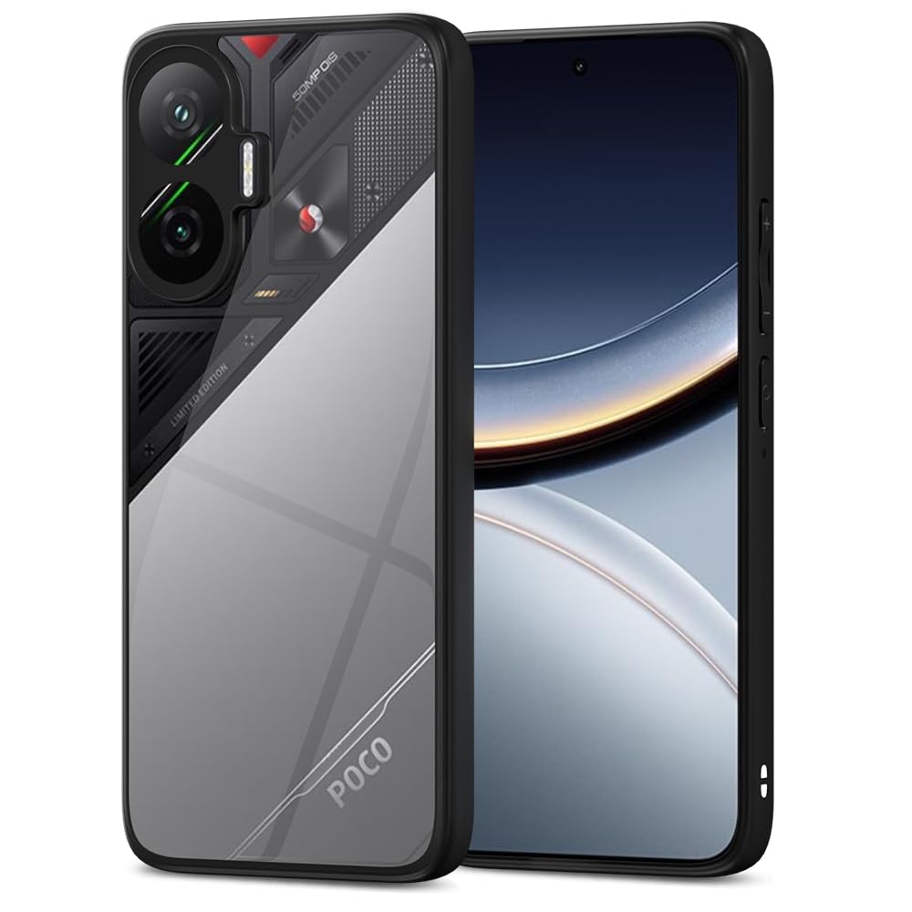 Amazon Basics TPU+PC Back Cover for Poco F7 5G | Shockproof Sleek Hybrid Armor Bumper Case (Black)