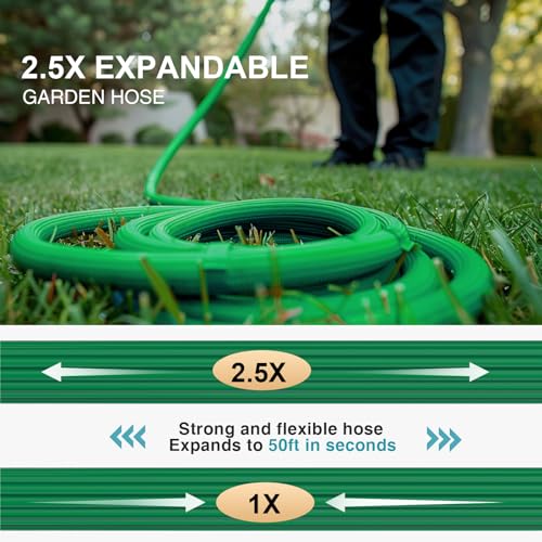 Lansodo EXPANDABLE HOSE Garden Hose 50Ft, Expandable Garden Hose - New Patented, Lightweight, No-Kink Flexible Water Hose thumb #1