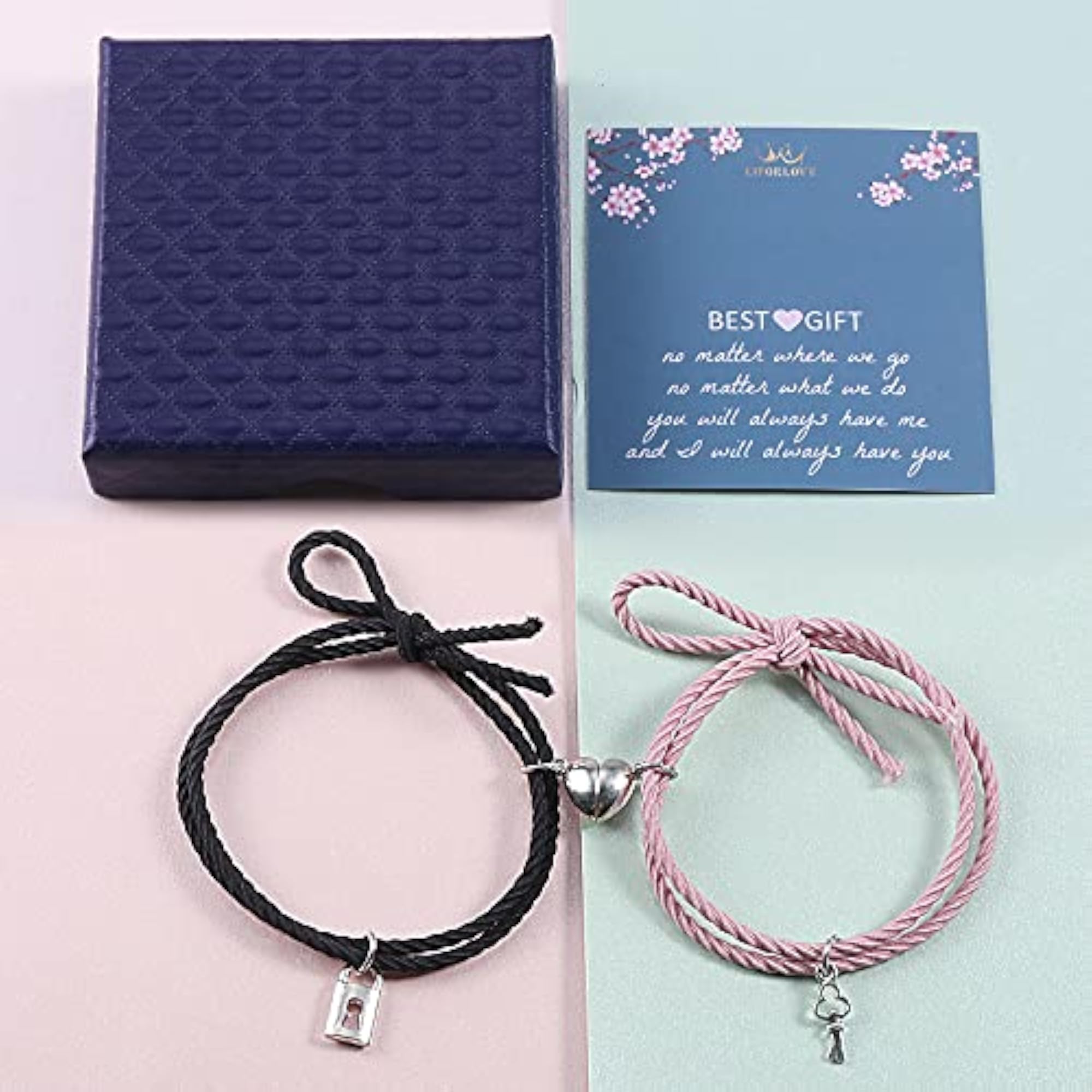 2Pcs Heart Bracelet Couples Matching Jewelry Gift Set