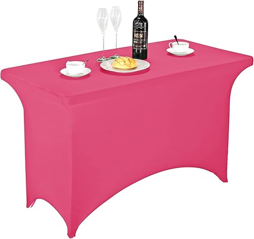 Miniatura 159 de FORLIFE Paquete de 6 manteles de elastano, de ajuste universal para mesas rectangulares de 6 pies, para patios, bodas, banquetes, fiestas