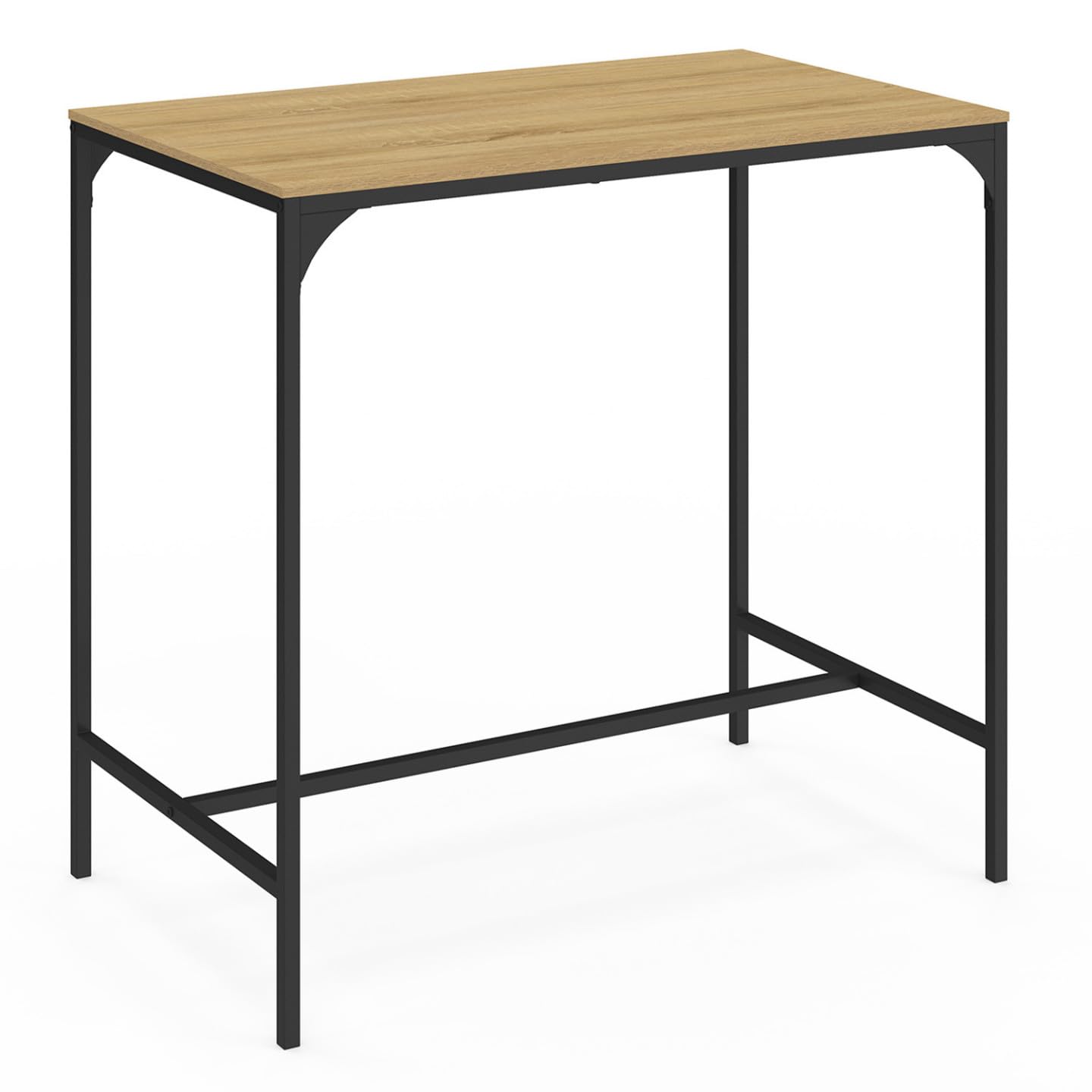 IDMarket - Ensemble Table Haute de Bar Detroit 100 cm et 4 tabourets Bois et métal Noir Design Industriel