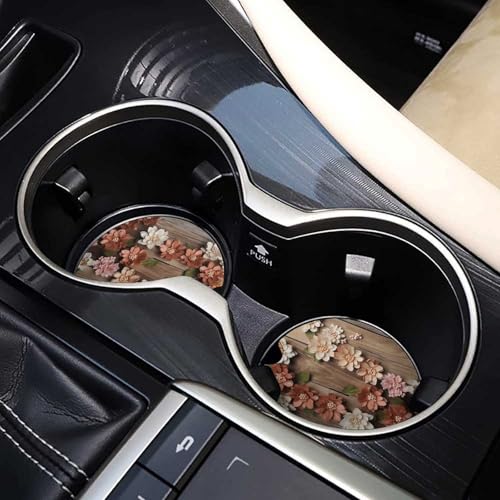 Portavasos para Carro con Diseño de Flores de Madera Rústica miniatura 7
