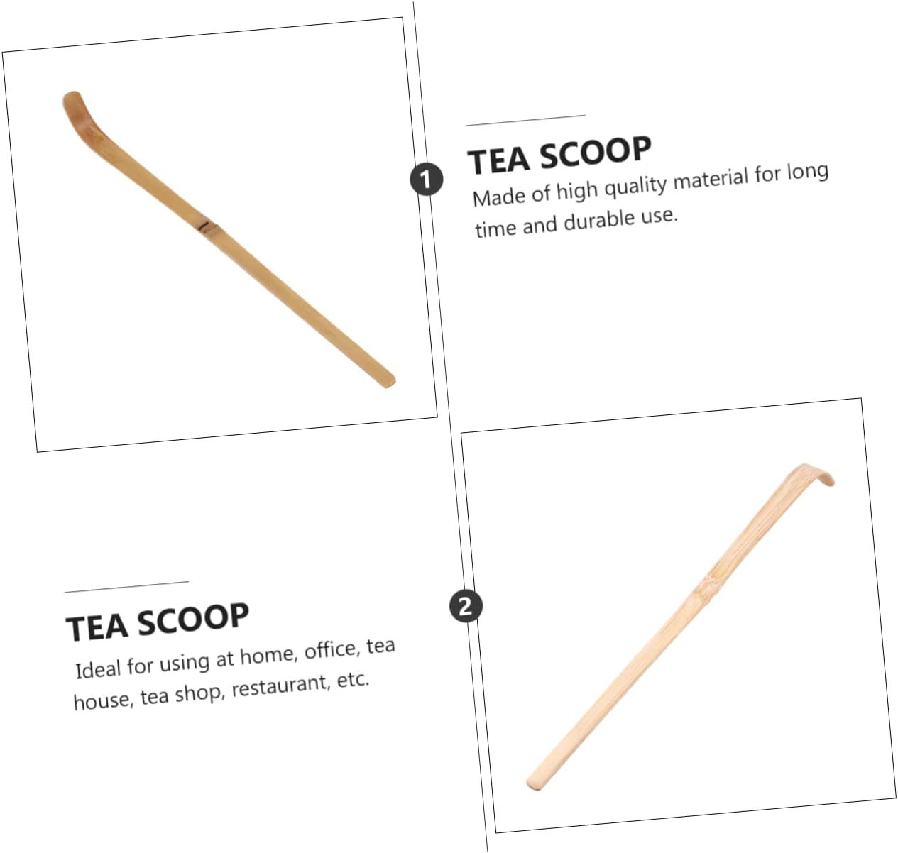 GLEAVI 2 Pcs Bamboo Tea Scoop Set Natural Japanese Tea Utensils Matcha Spoon for Household Use