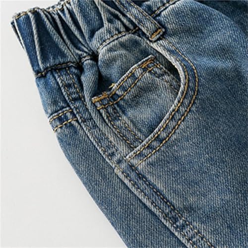 Kids Wide Leg Baggy Pants Elastic High Waisted Straight Leg Jeans Fall Casual Washed Denim Trousers for Girls3