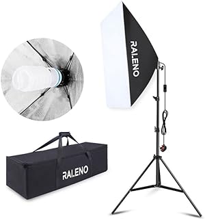 RALENO Softbox Photography Lighting, Soft light for Studio, Portrait Photography and YouTube Video, Soft Box with Adjustable Lamp Stand and Portable Bag