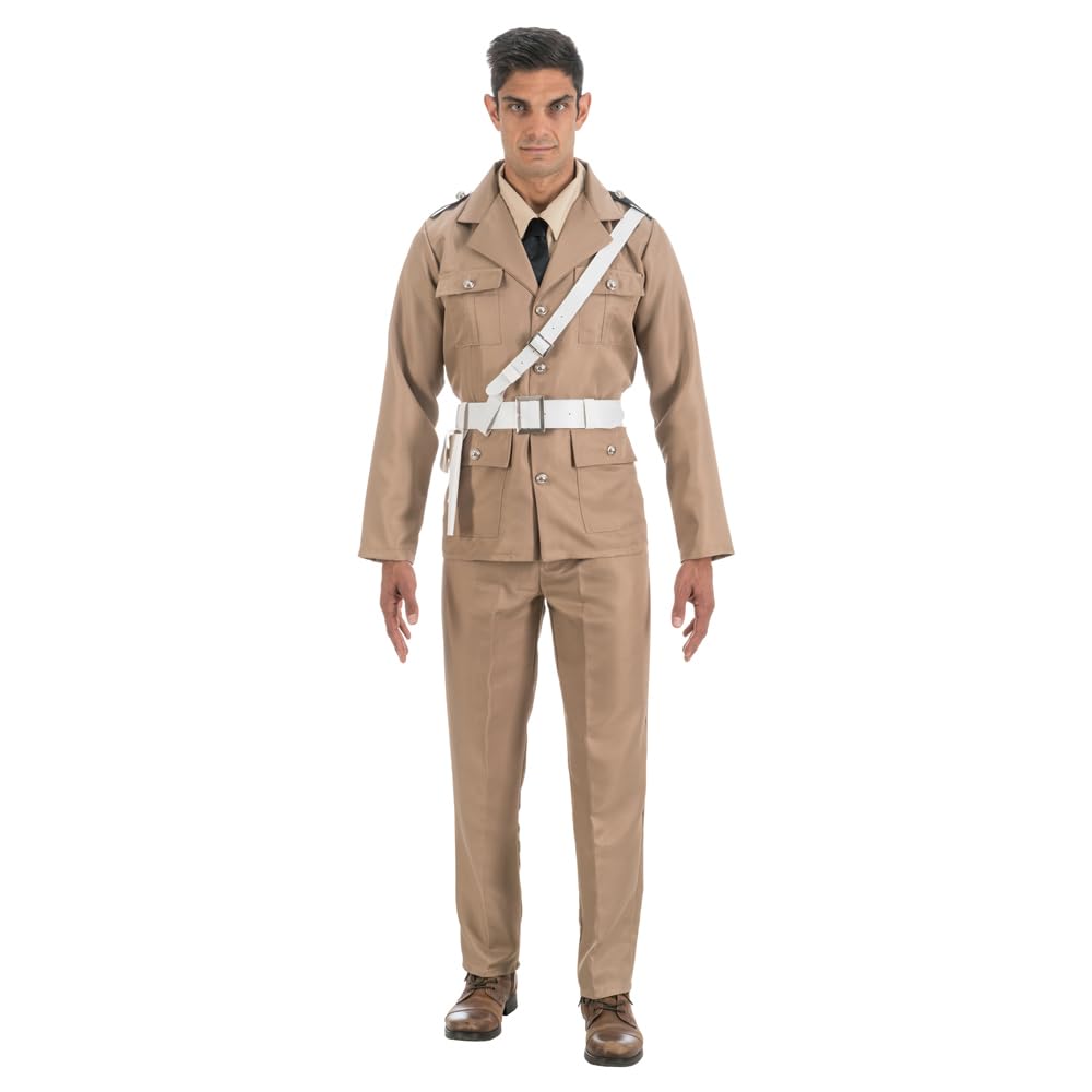 Chaks - Costume da poliziotto di Saint Tropez da uomo, 4 pezzi | Giacca, gilet con cravatta, pantaloni, cintura con tracolla e fondina, look da gendarmeria, carnevale, cosplay