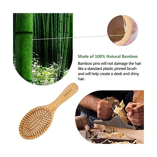 4PCS Bambus Haarbürste Set mit Paletten Entwirrungsbürsten Umweltfreundliche Naturhaarbürste,geeignet für Frauen,Männer und Kinder,Geschenkset für Haare/dünn/lockig/trocken – Bild 4