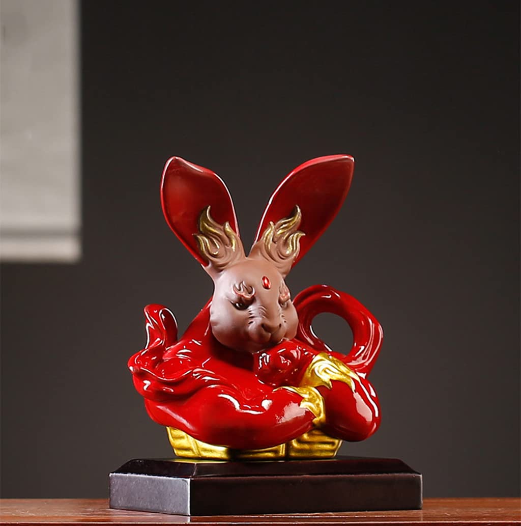 Amazon.co.jp: 干支 卯 うさぎ 筋肉 赤金 置物 約13.8×9.2×15.7cm