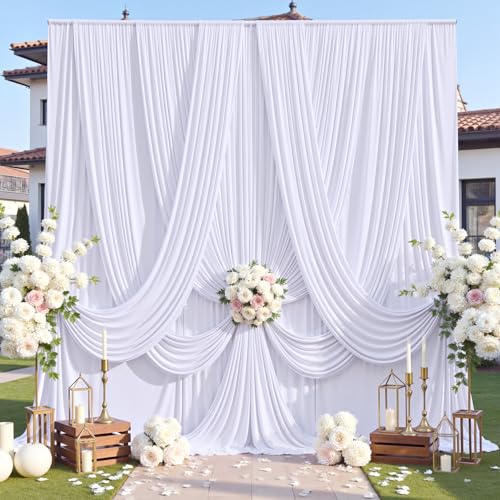 Rideaux de fond soyeux de qualité supérieure blancs 12,7x3,7m pour décoration de gala