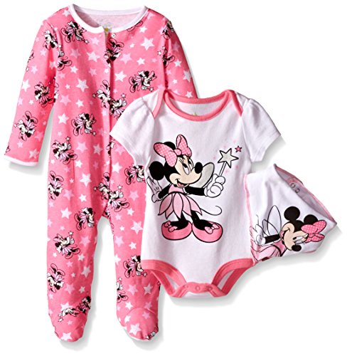 Disney Baby Minnie Mouse 3 Pc Set with Bib, Multi/Pink, 6/9 Months
