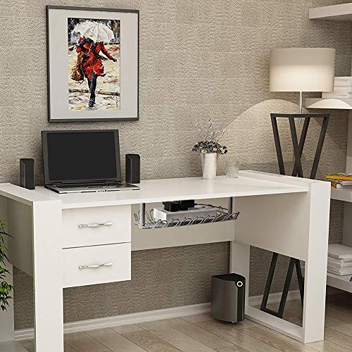 2 Packs Cable Management Tray, 14 inches Under Desk Cable Organizer for Wire Management, Heavy Metal Wire Cable Tray for Desks, Offices, and Kitchens (Gray) - Thumbnail 6