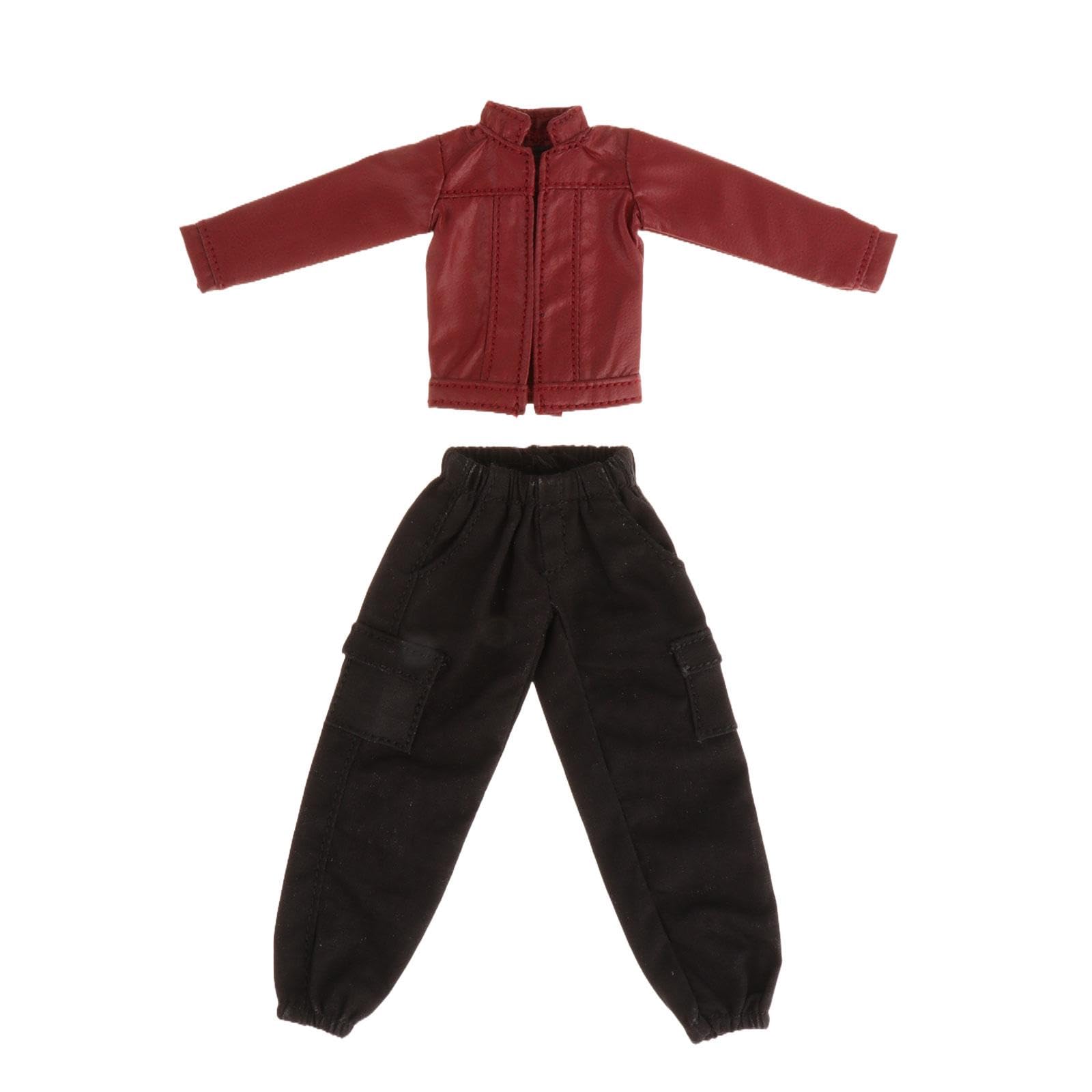 5 Sets mit 1/12 weiblichen Puppenkleidern, PU-Lederjacke mit Hose, Mini für 15,2 cm große Figuren