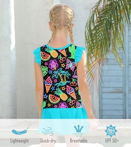 Image of Girls Swimsuit 2 Piece Ruffle Bathing Suit UPF 50+ Tankini Swimsuit Skirt with Lining Size 3-10