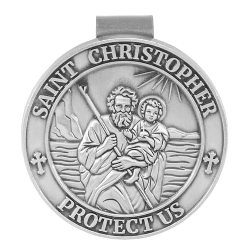 Penitue Médaille Saint-Christophe pour Voiture, Médaille Saint-Christophe en Alliage Zinc Clip Pare-Soleil Cadeaux Nouveau Conducteur Clip Pare-Soleil pour Les Amis et la Famille