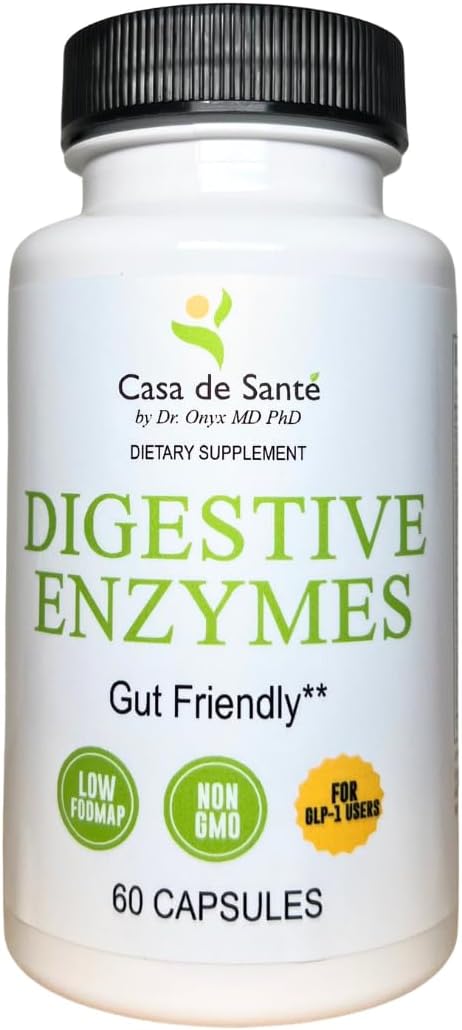 Casa de Sante FODMAP Digestive Enzymes, No High Inulin, Keto Carnivore Intolerance Support, 18 Multi Enzyme Amylase Bromelain Lipase Lactase Protease Papain Alpha galactosidase, More - No GMO